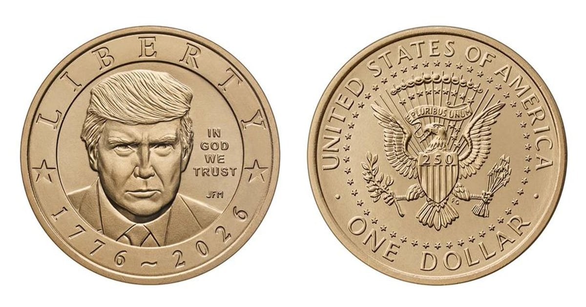Дизайн золотої монети номіналом 1 долар із зображенням Дональда Трампа