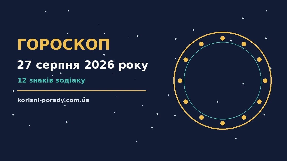 Гороскоп на 27 серпня 2026 року: справи й почуття цього дня для грошей і кохання