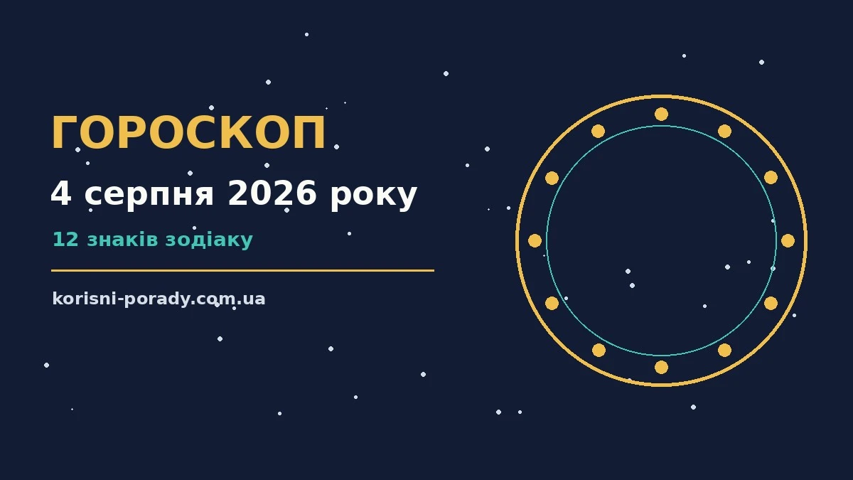 Зодіакальні символи на тлі ранкового неба — гороскоп на 4 серпня 2026 року