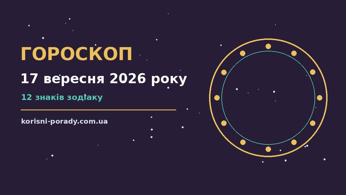 Щоденний гороскоп на 17 вересня 2026 року для всіх знаків зодіаку